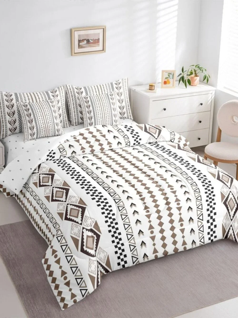 Boho 7 Piece Bedding Set Queen Size Country Western Comforter Set for Teens Kids